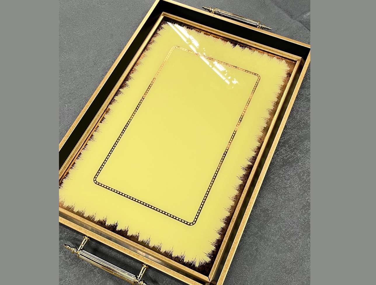 GLORE LATTE ALTIN ÇERÇEVELİ TEPSİ 31X46CM A08-006