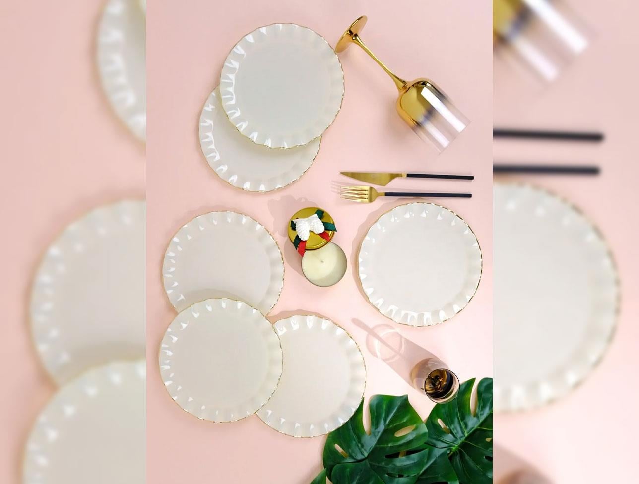 GLORE SOLİD KREM WAVY PASTA TABAĞI 21 CM