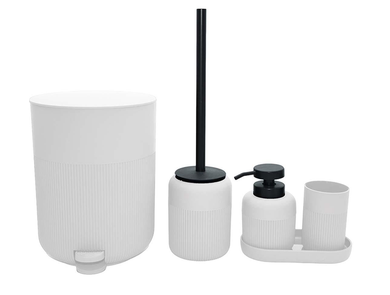 MİEN ÇİZGİLİ YUVARLAK BEYAZ 5 PARÇA BANYO SETİ