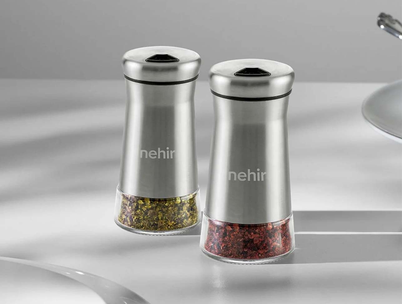 NEHİR İDİL 2Lİ CAM SİLİNDİR TUZLUK VE BİBERLİK TAK