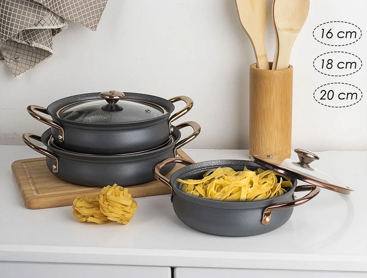 OMS 6 PCS BAKRAÇ SAHAN SET ANTRASİT