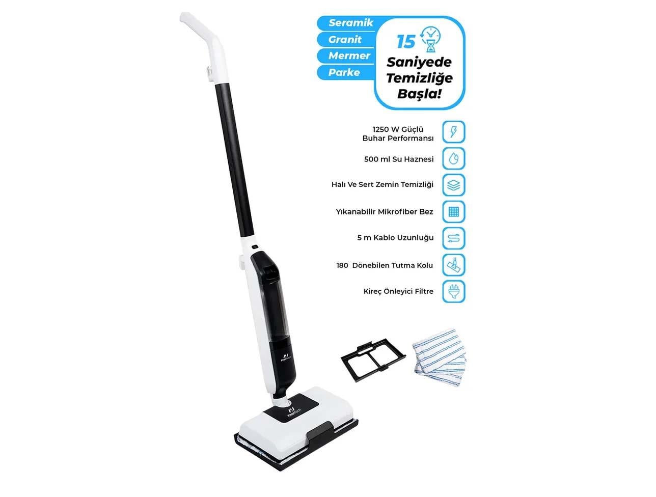 PİRANTECH CB702 BUHARLI MOP 1250W 180 DERECE BAŞLI
