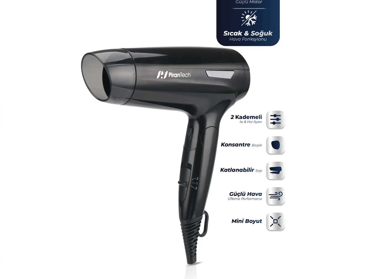 PİRANTECH KS-2916 KATLANABİLİR 1600W SAÇ KUR. MAK.