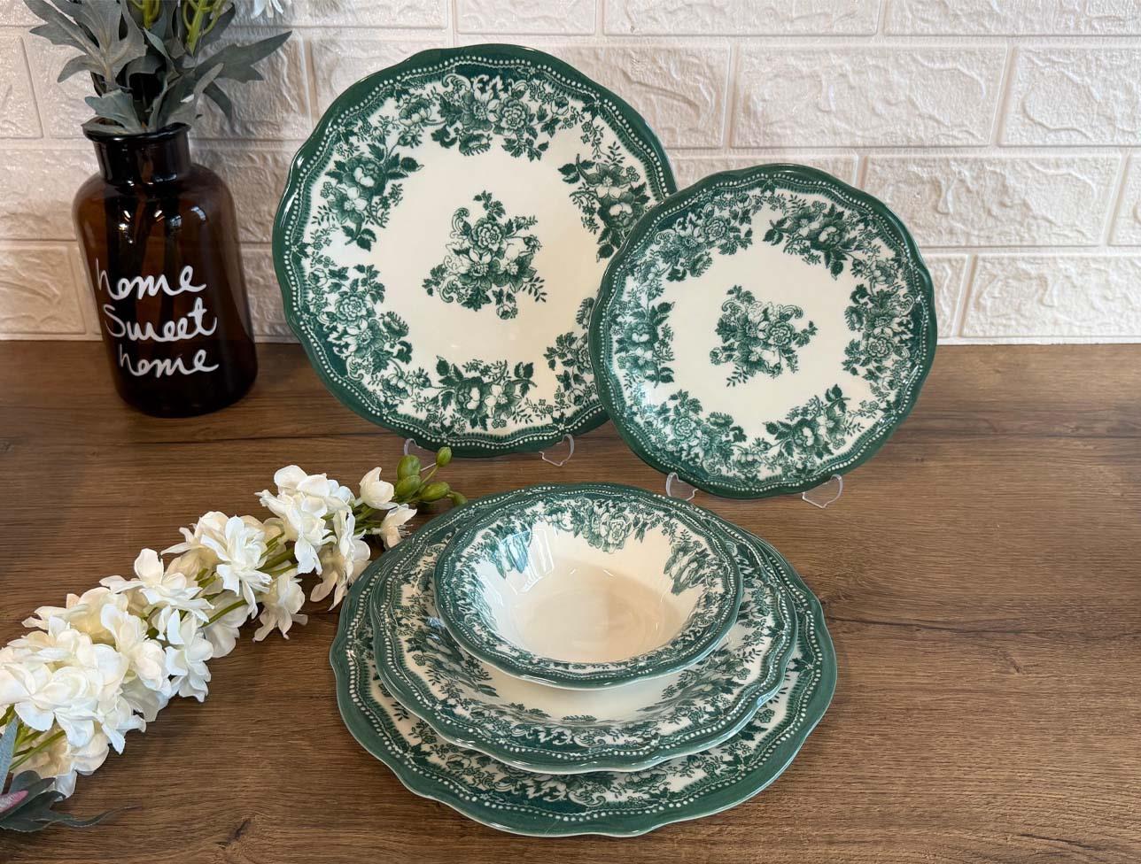 PORSER VELOUR GREEN FULYA YEMEK SETİ 24 PARÇA