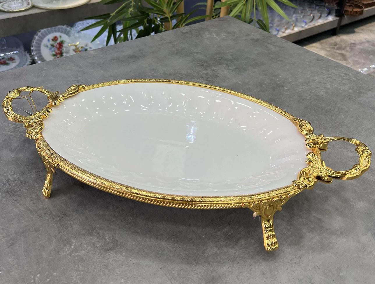 ROYKING ELEG. OVAL SUNUM TABAK GOLD 46 CM PCL023