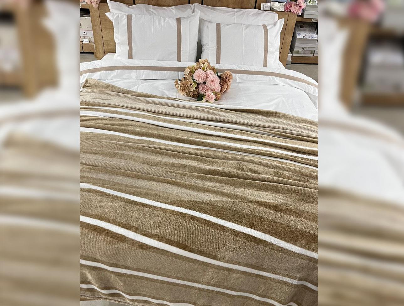 ZEBRA CASA LINEA ÇİZGİLİ BATTANİYE SETİ  BEJ