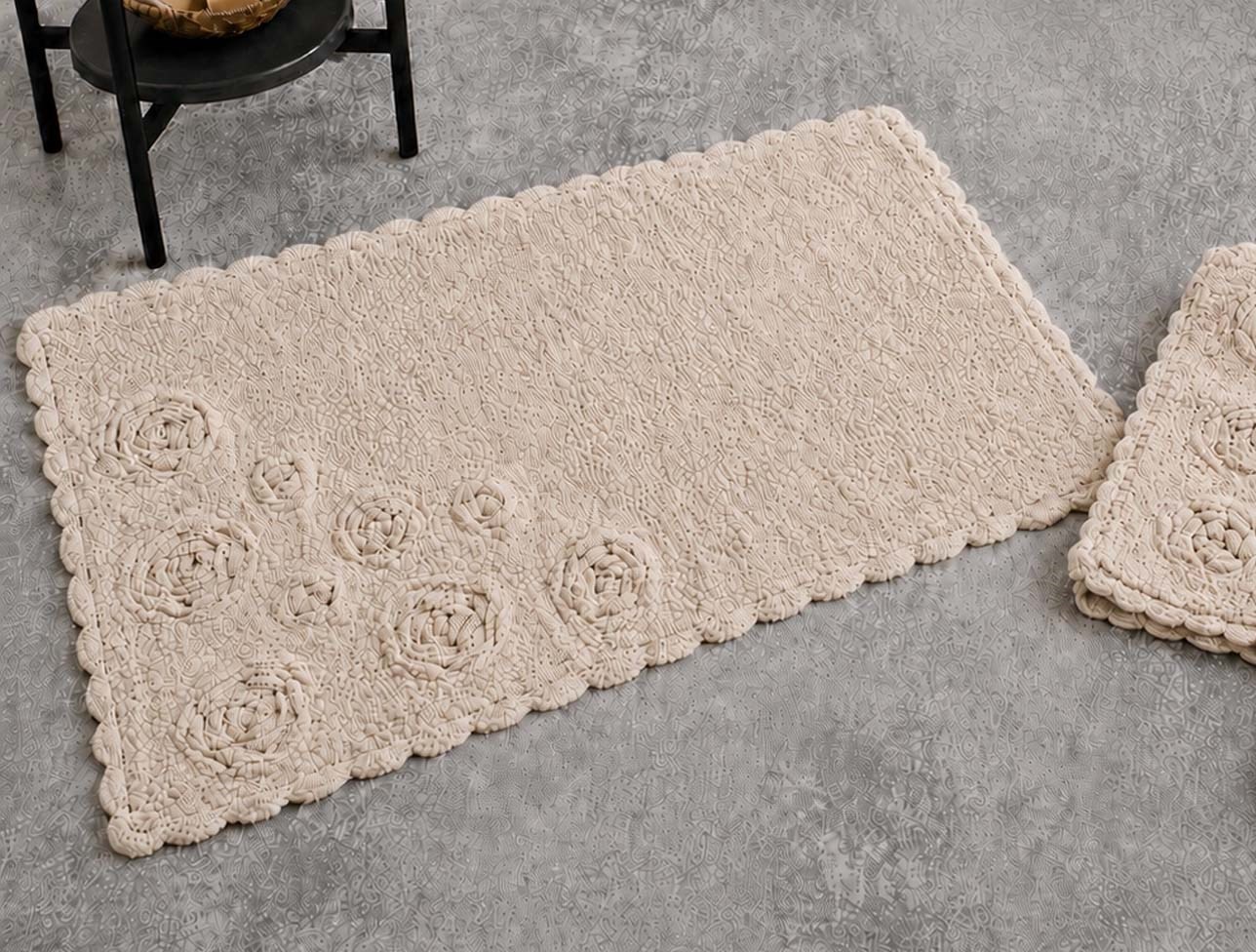 ZEBRA ROSETTE TEKLİ PAMUK PASPAS BEJ 80x120