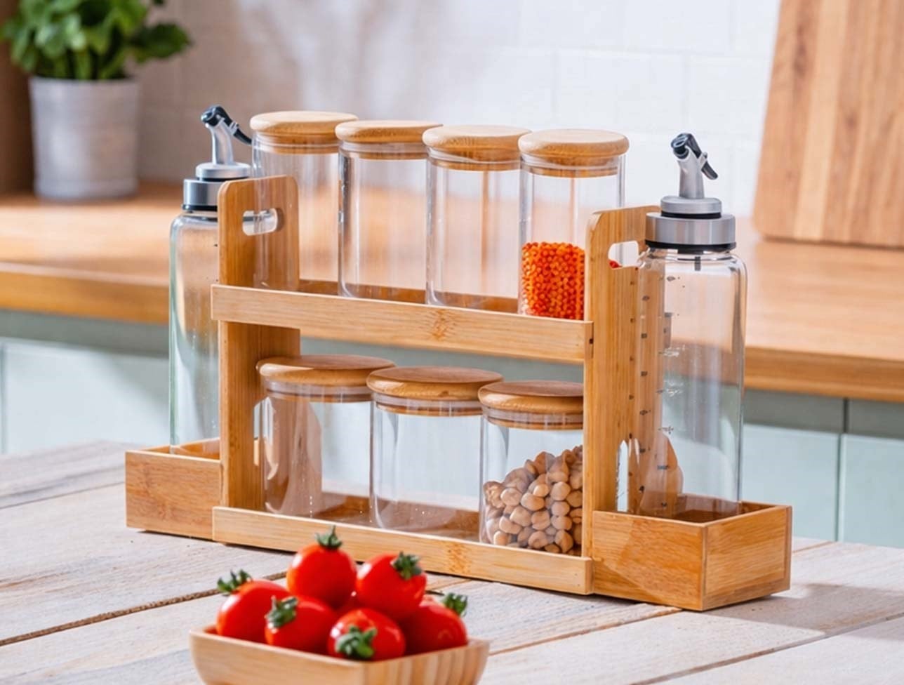 ACAR MALİBU 9 LU BAMBU STANDLI BAHARATLIK LND-0757