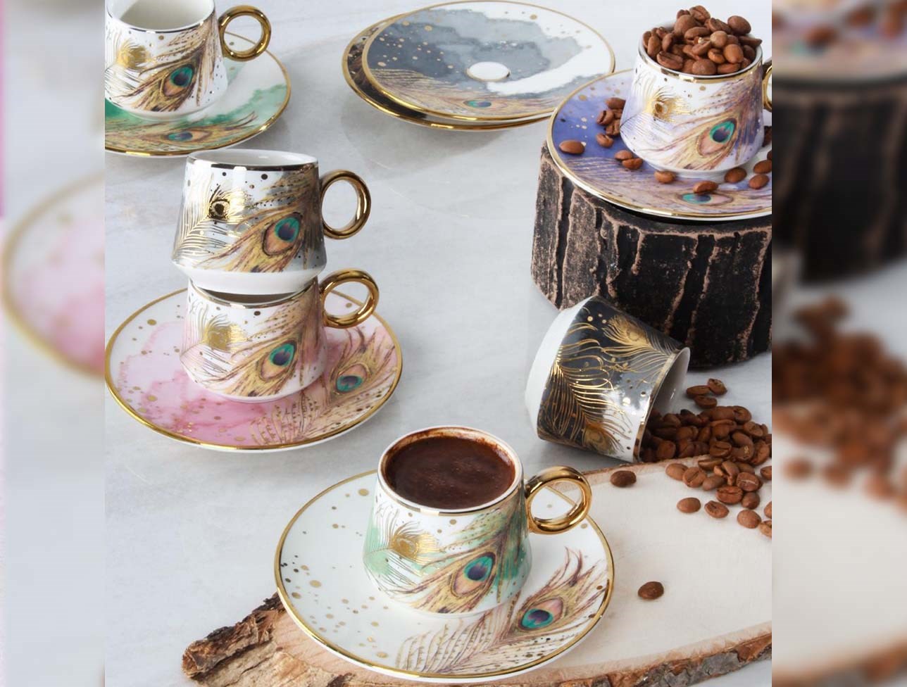ACAR MİROSA PORSELEN 6 LI KAHVE FİNCANI TAKIMI