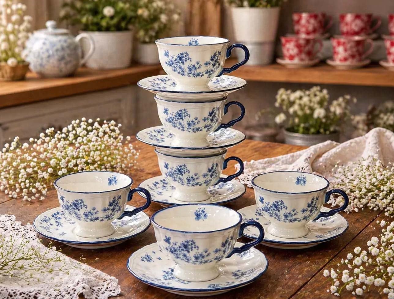 ACAR VİNTAGE GARDEN 6LI ÇAY FİNCAN CHR-09551