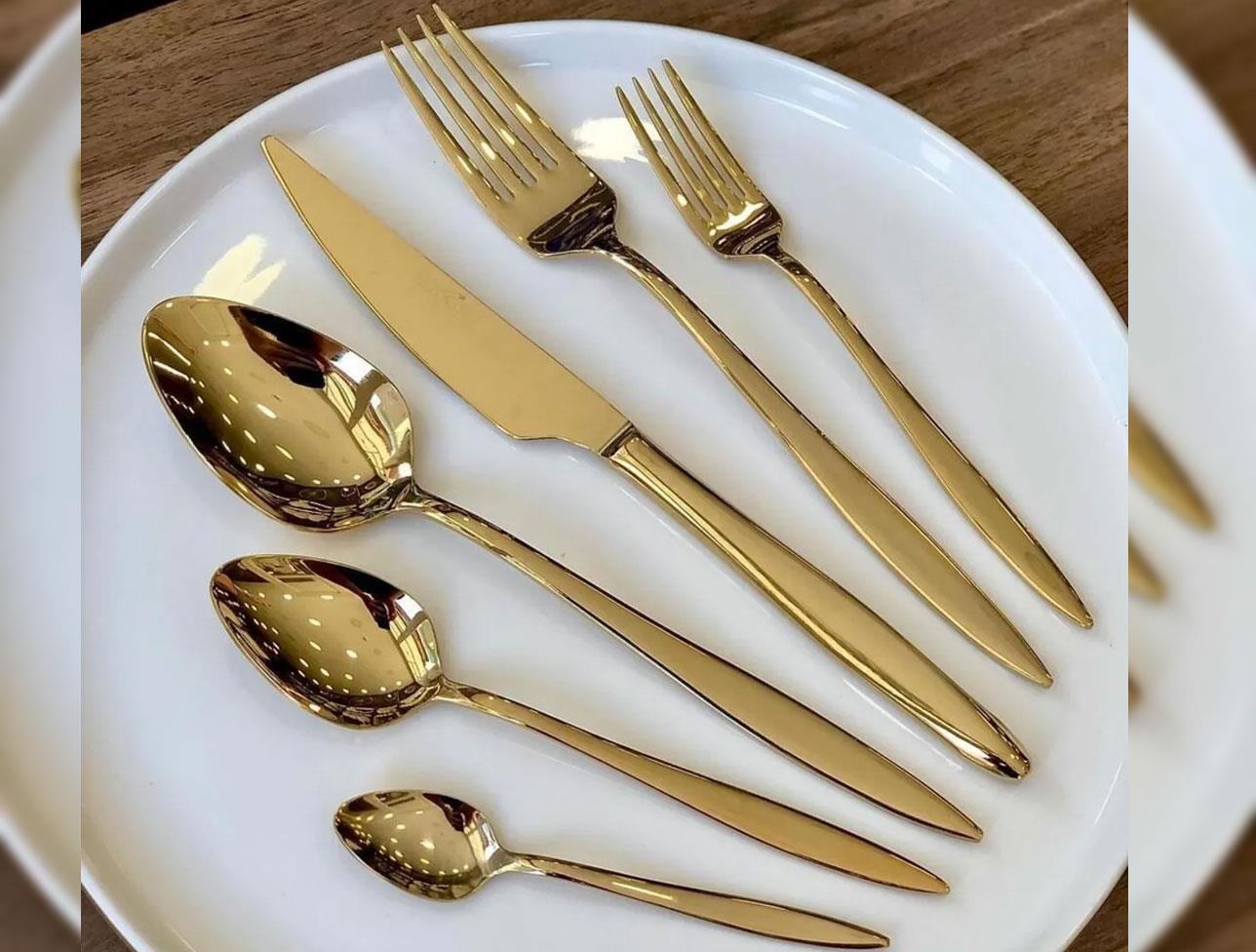 ARES 36 PARÇA PARLAK GOLD KAŞIK TK