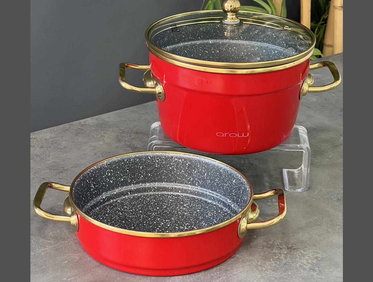 AROW KIRMIZI 2Lİ PRATİK SET TENCERE
