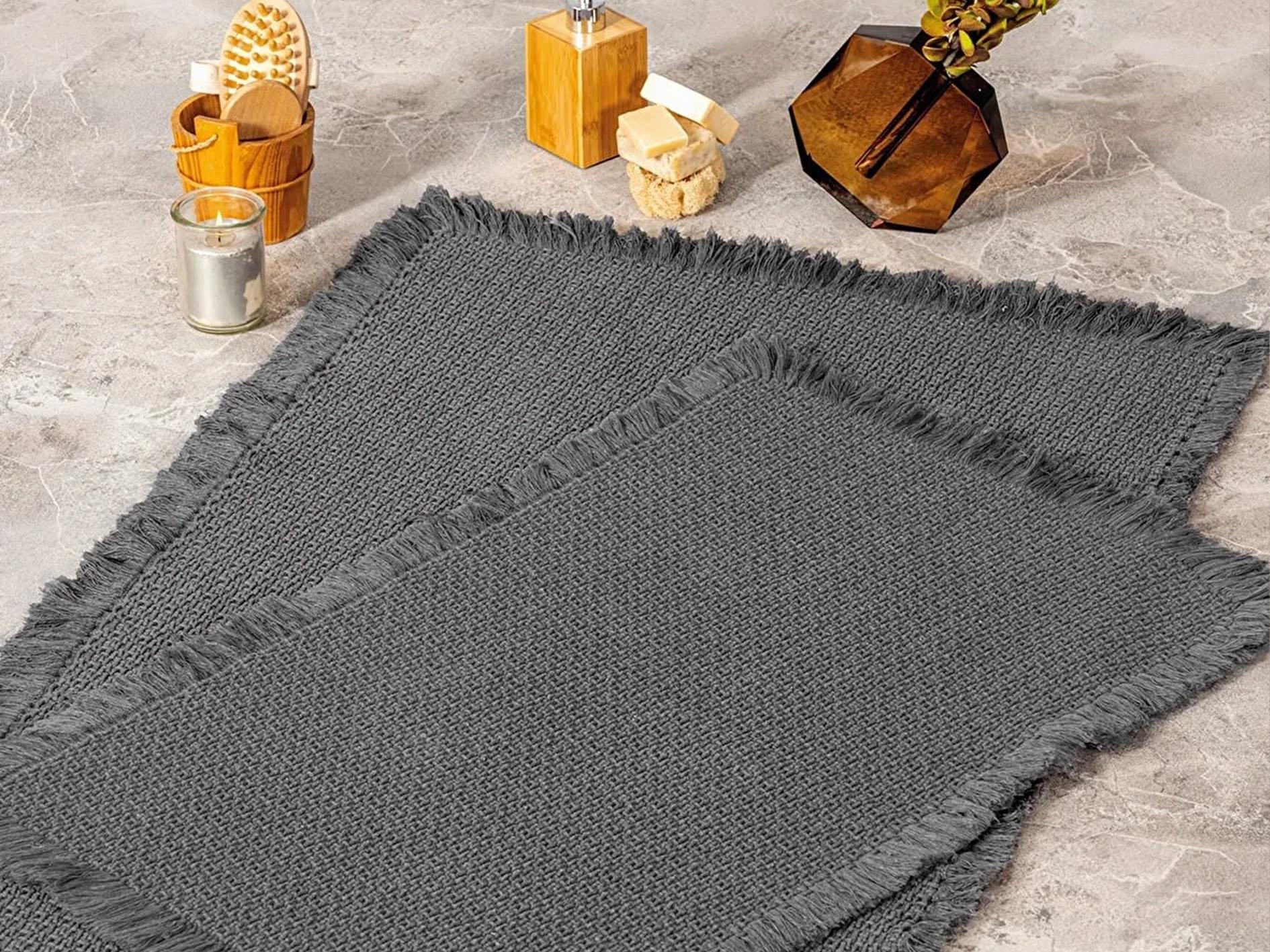 COTON CB BATH RUG SET ANTRASIT 75X125+60X90