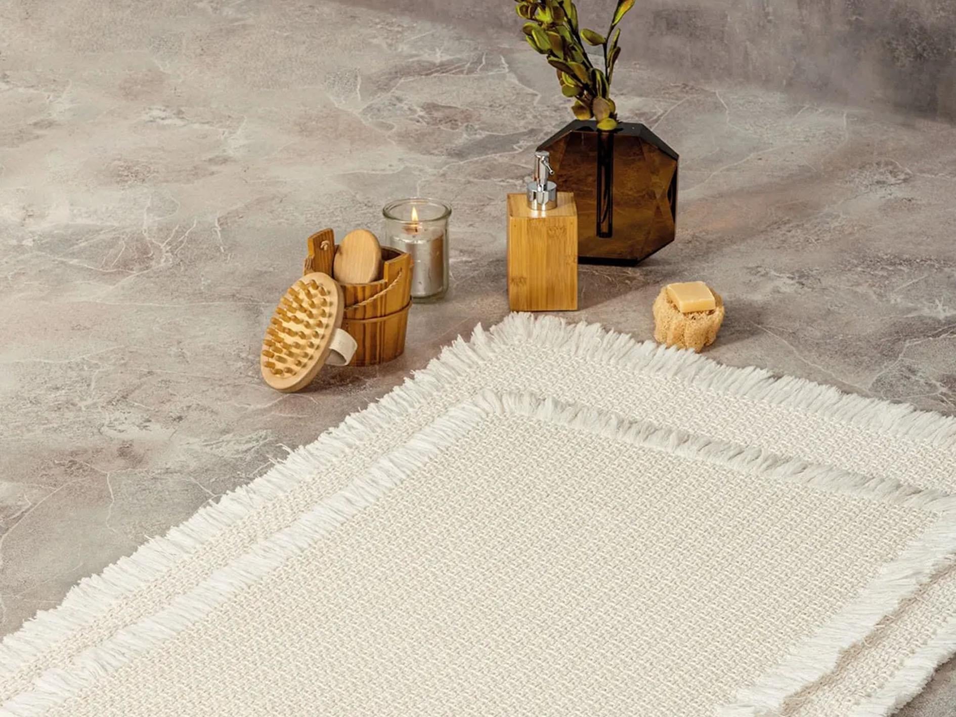 COTTON CB BATH RUG SET KREM 75X125+60X90