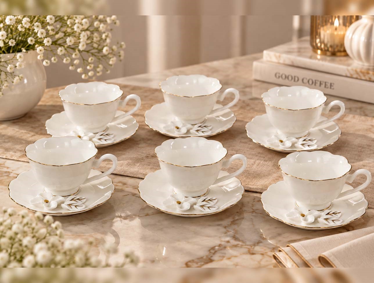 EMSAN DAİSY LUXE 6 LI KAHVE GOLD BEYAZ
