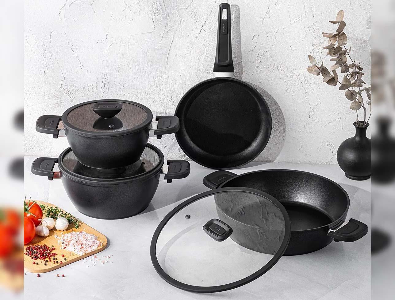 EMSAN DİAMENTE 7 PARÇA TENCERE SET SİYAH