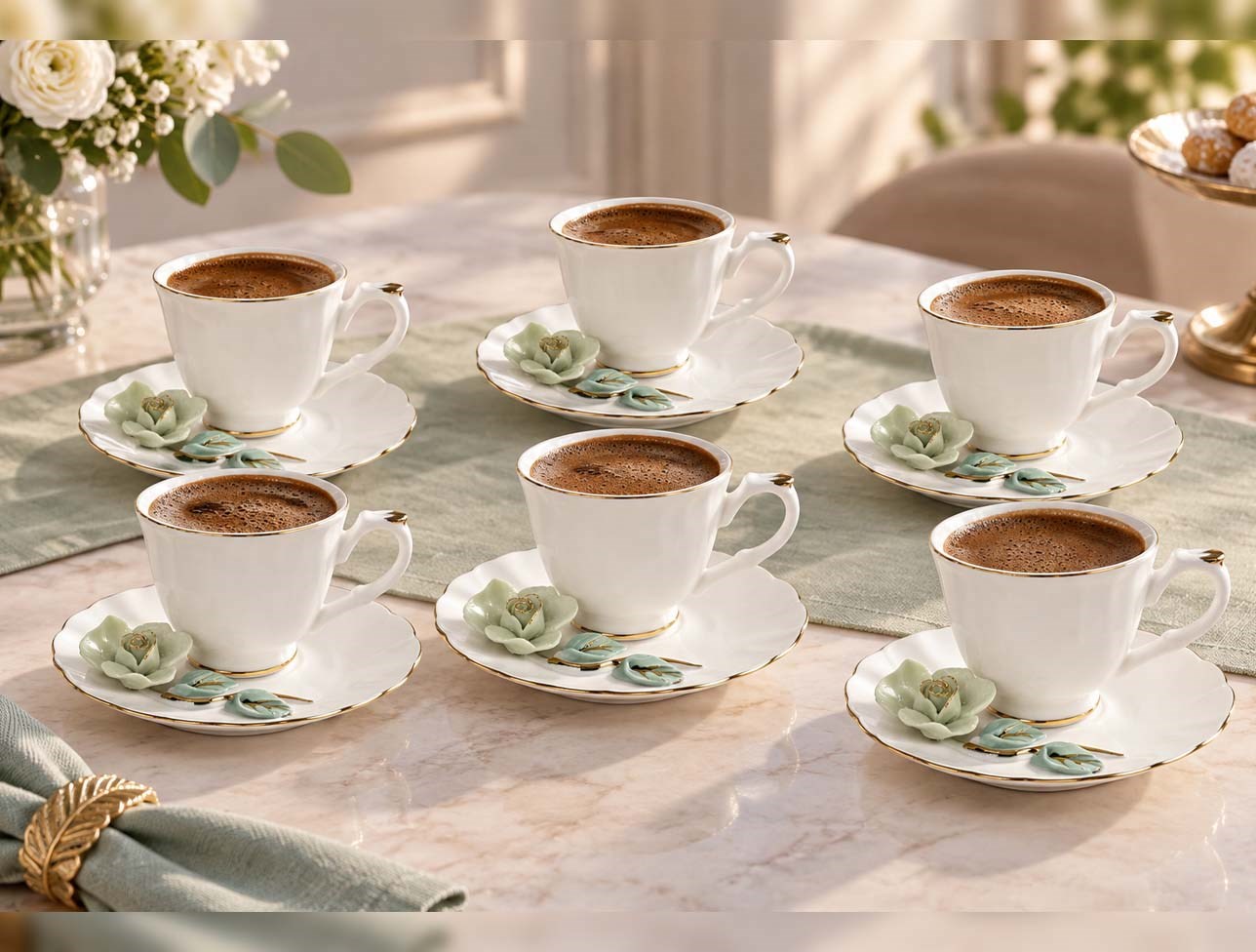 EMSAN PETAL LUXE 6 LI KAHVE GOLD BEYAZ