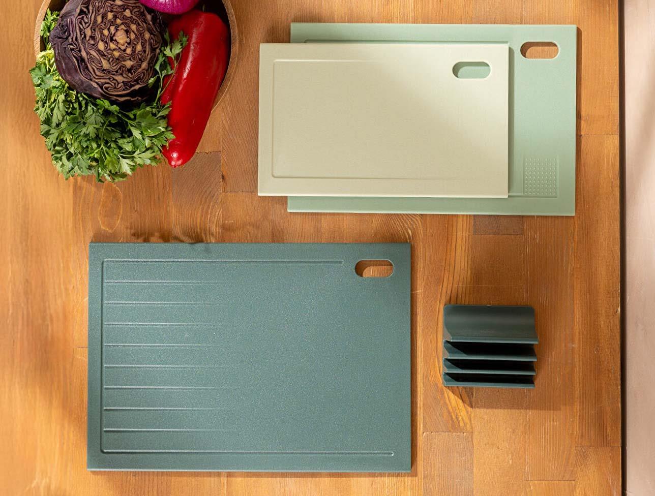 EMSAN RUSTİK KESME TAHTASI SETİ YEŞİL