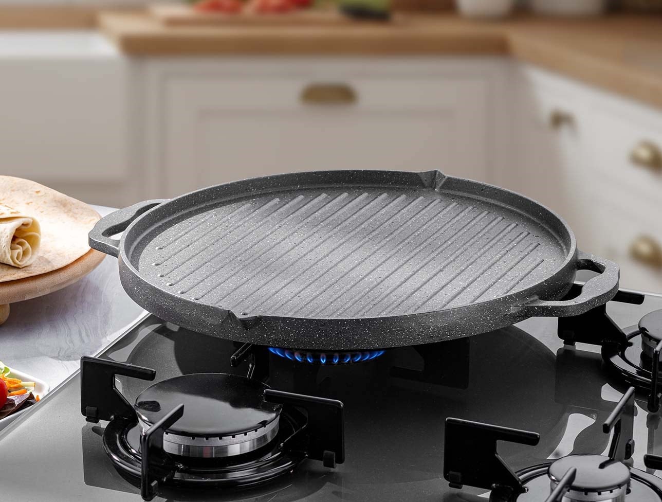 EMSAN STONE DÖKÜM ÇİFT TAR. GÖZLEME TAVA 34CM GRİ