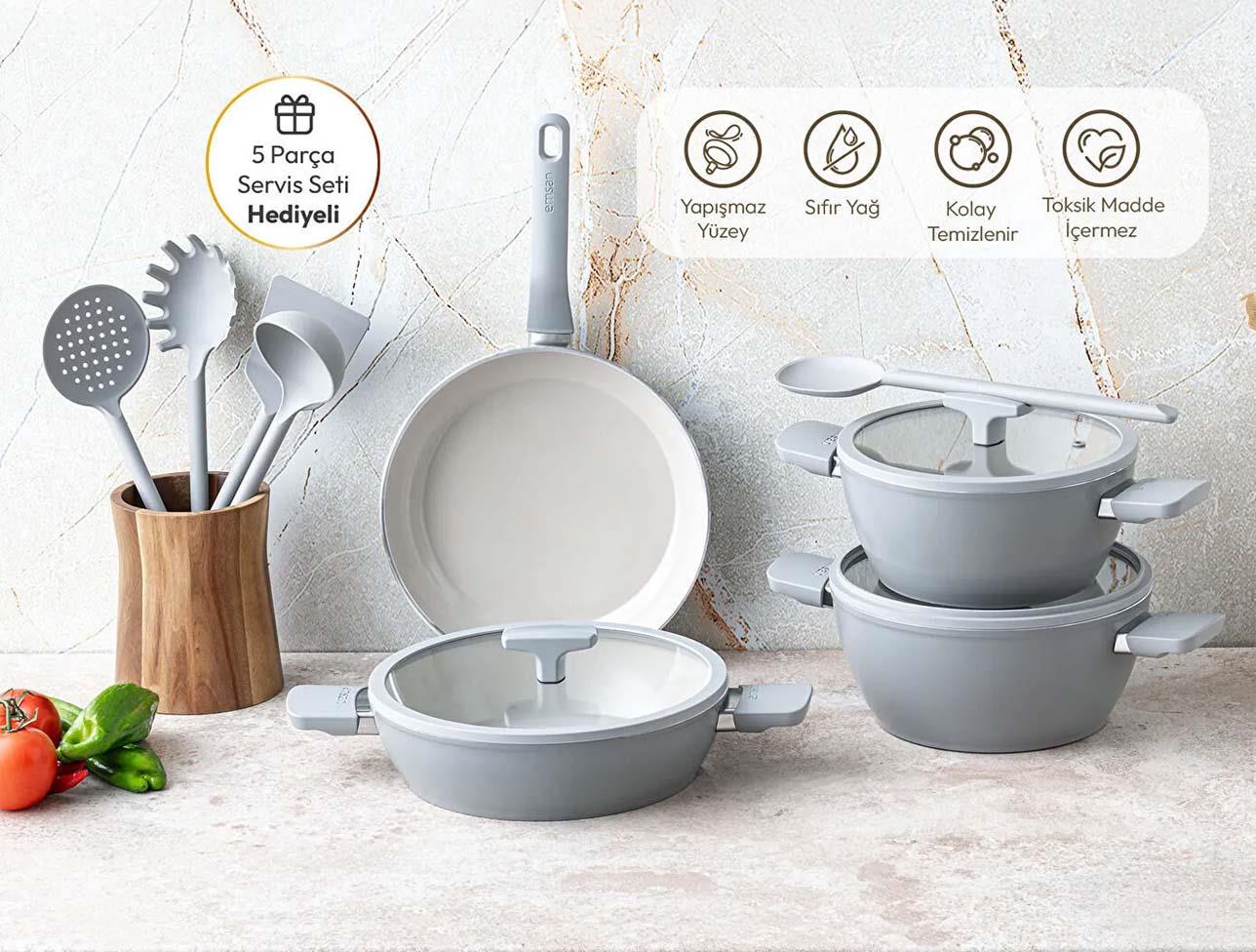 EMSAN SWİSS RS 7 PARÇA TENCERE SETİ GRİ