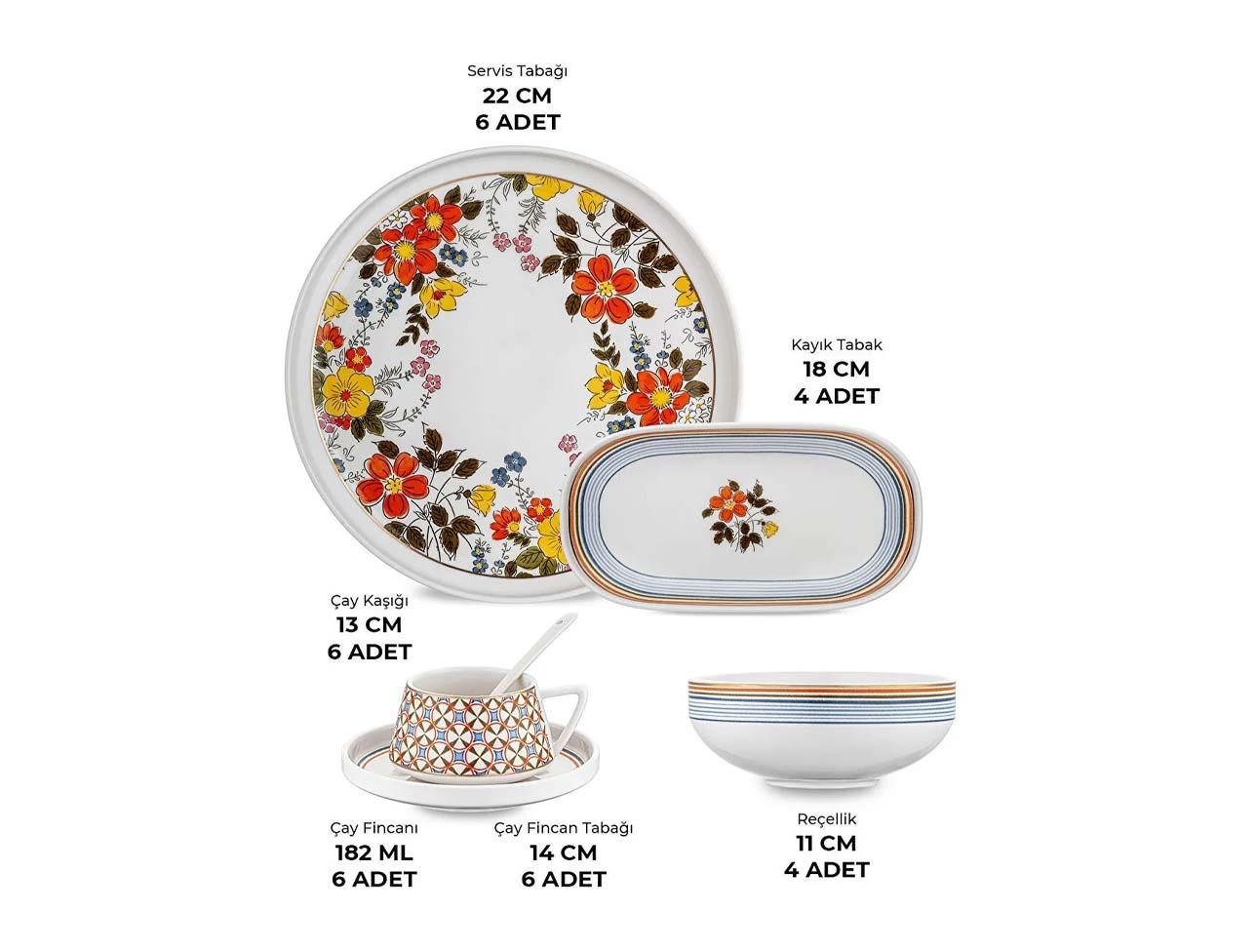 EMSAN TERARYUM 32 PARÇA 6 KİŞİLİK MULTİCOLOR