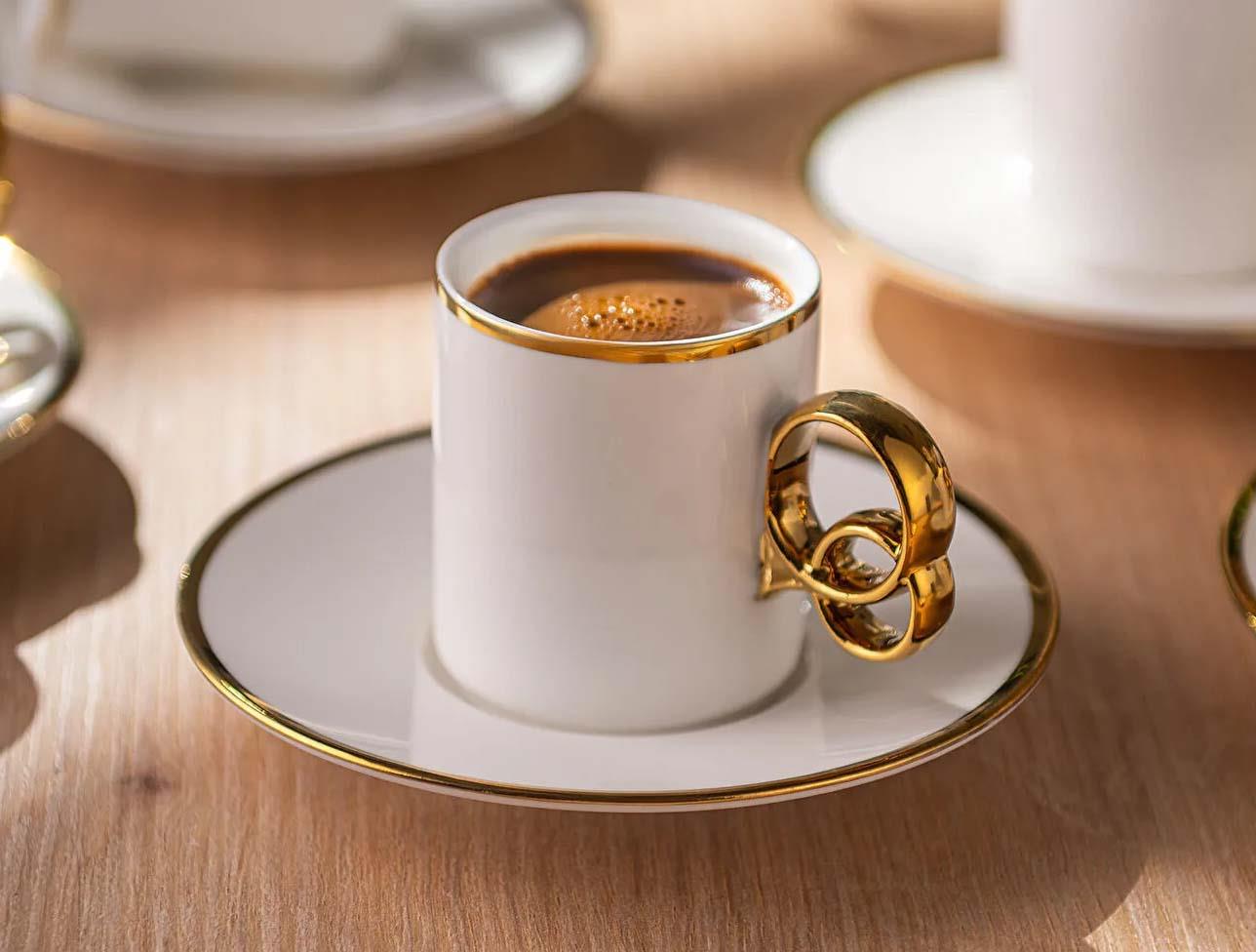 EMSAN WEDDİNG 90ML 6 LI KAHVE BEYAZ GOLD