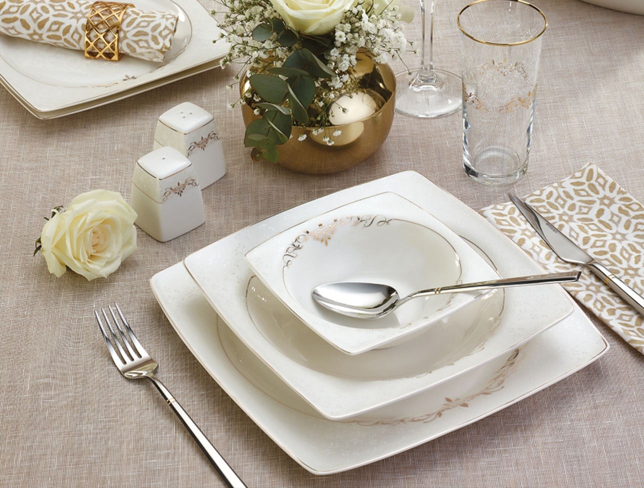 EMSAN YEMEK TAKIMI FINE BONE LORELLA GOLD 61 PRÇ