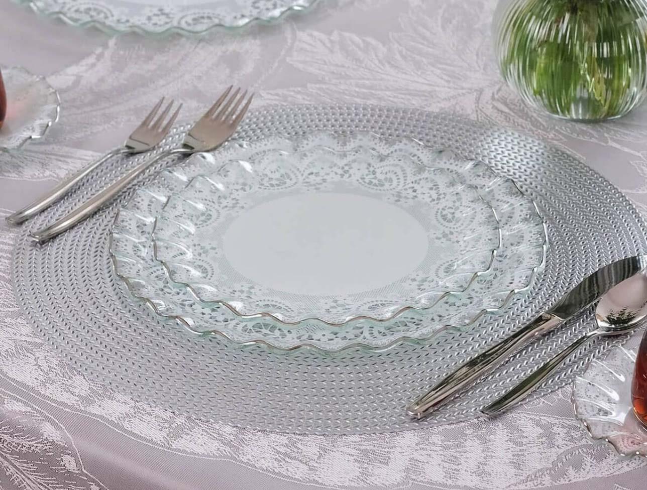 GLORE Marche Platin Servis Tabağı 26 Cm 6 Lı