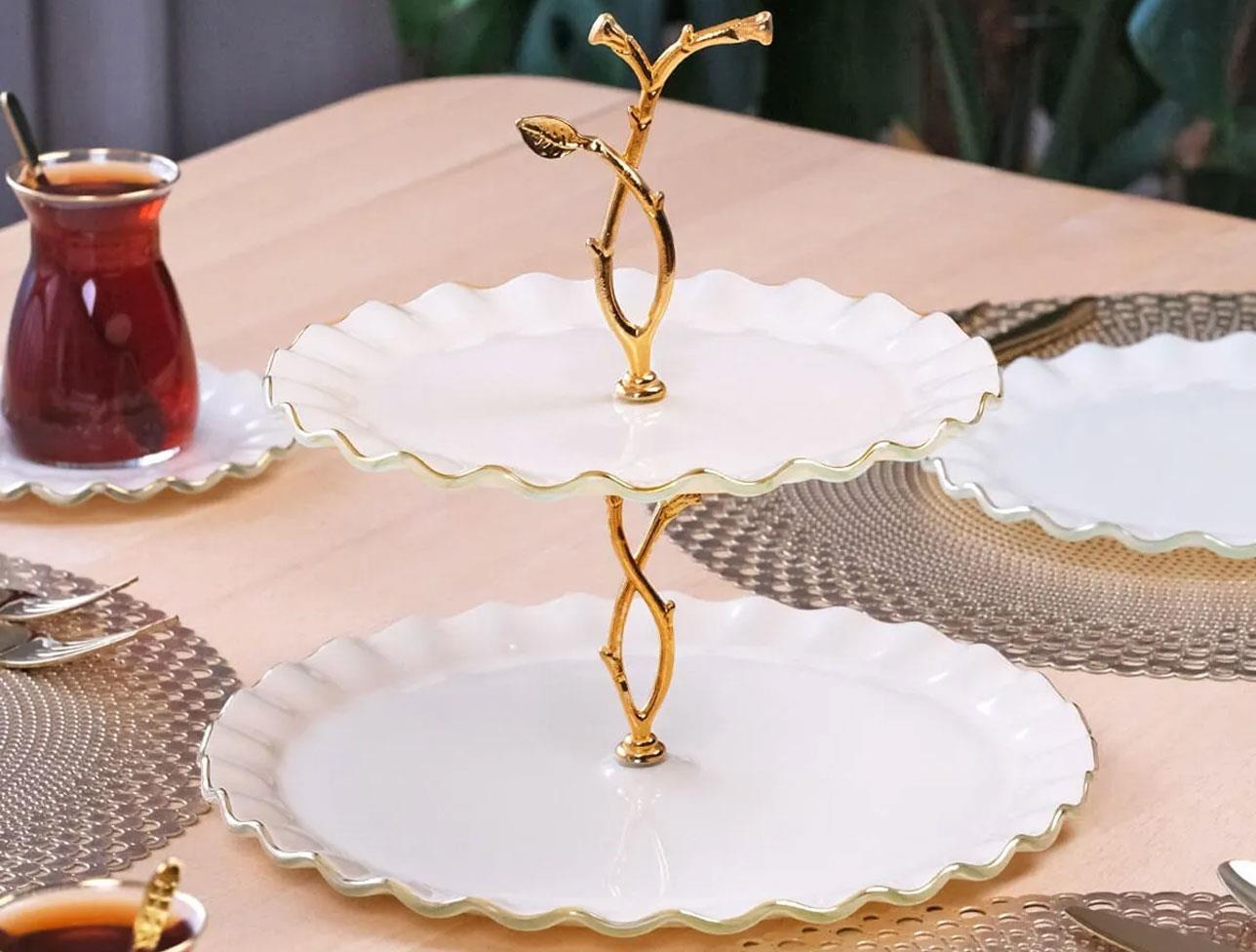 GLORE Solid Krem Wavy Katlı Kurabiyelik