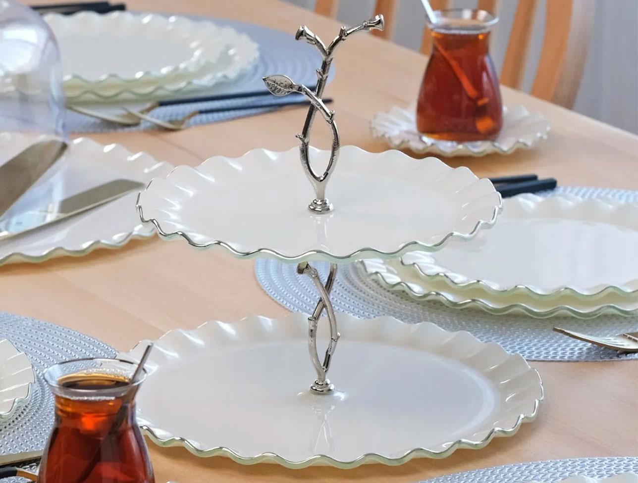 GLORE Solid Krem Wavy Platin Katlı Kurabiyelik