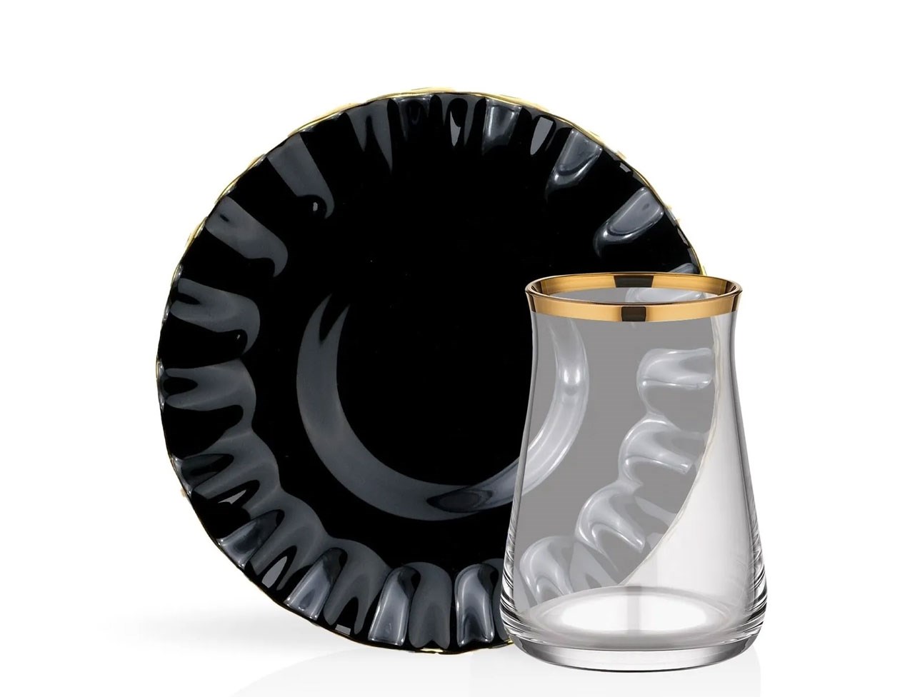 GLORE SOLİD SİYAH WAVY ÇAY SETİ 6 LI 68857