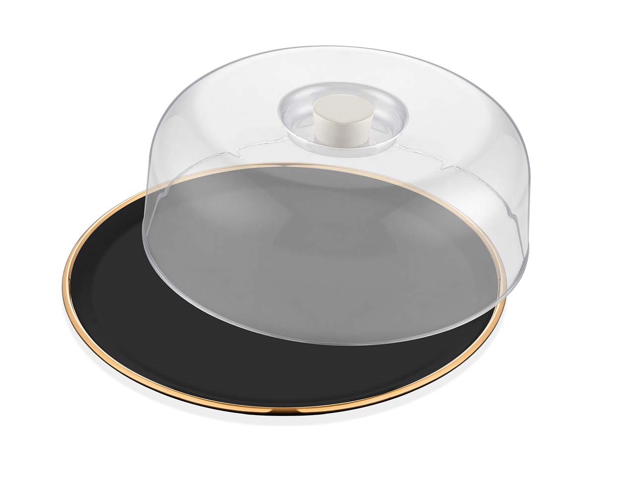 GLORE SOLİD SİYAH YUVARLAK KEK FANUS 31 CM