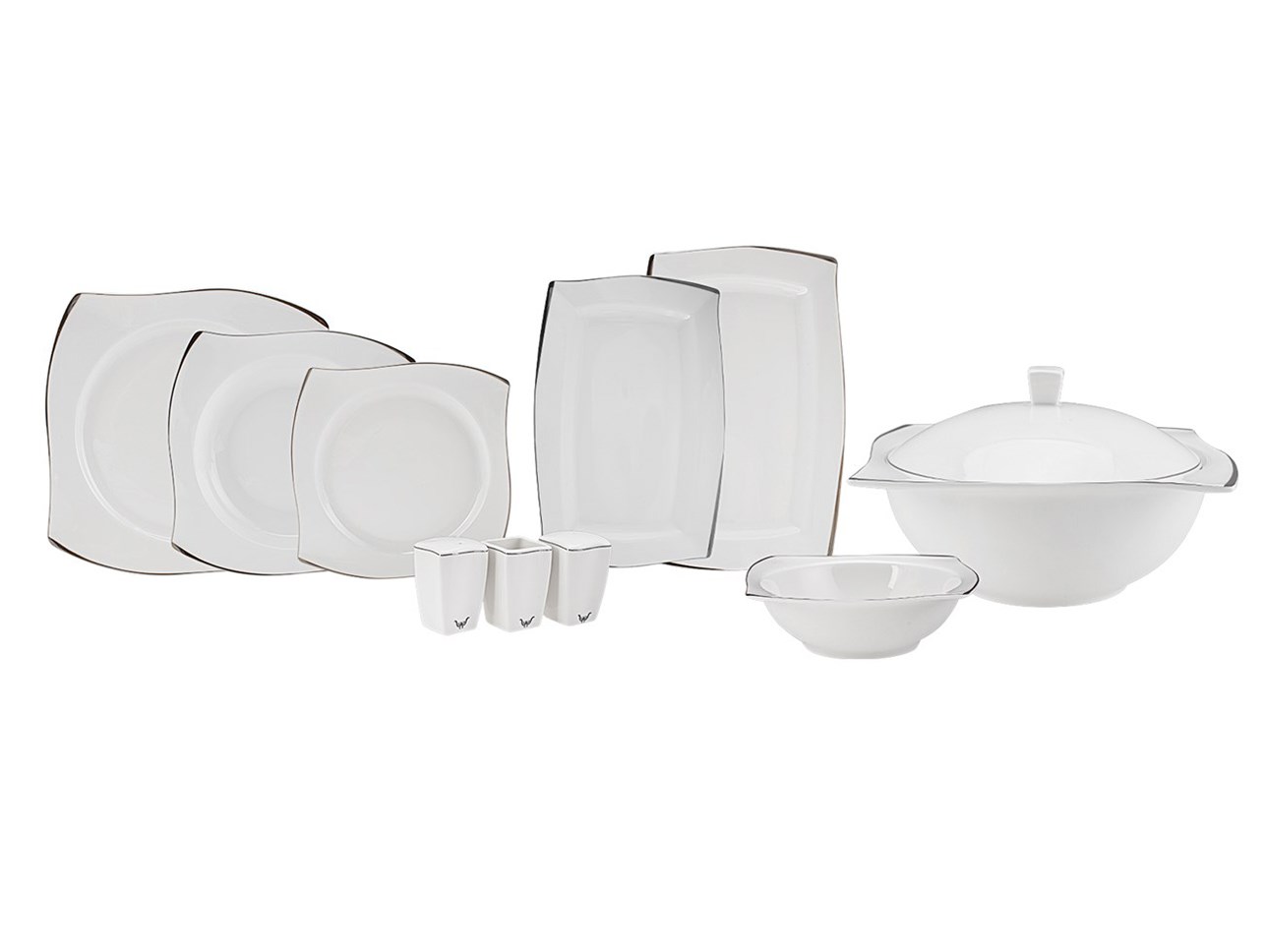 KARACA FINE WHITE PLATİN 60 PRÇ YEMEK TAK.S.KARE