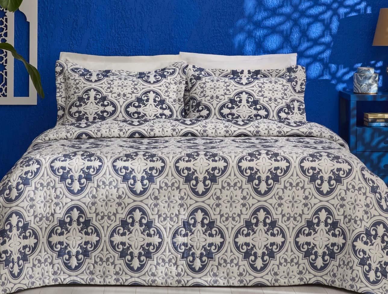 KARACA HOME BLUVA YATAK ÖRTÜSÜ T ÇİFT KİŞİLİK MAVİ