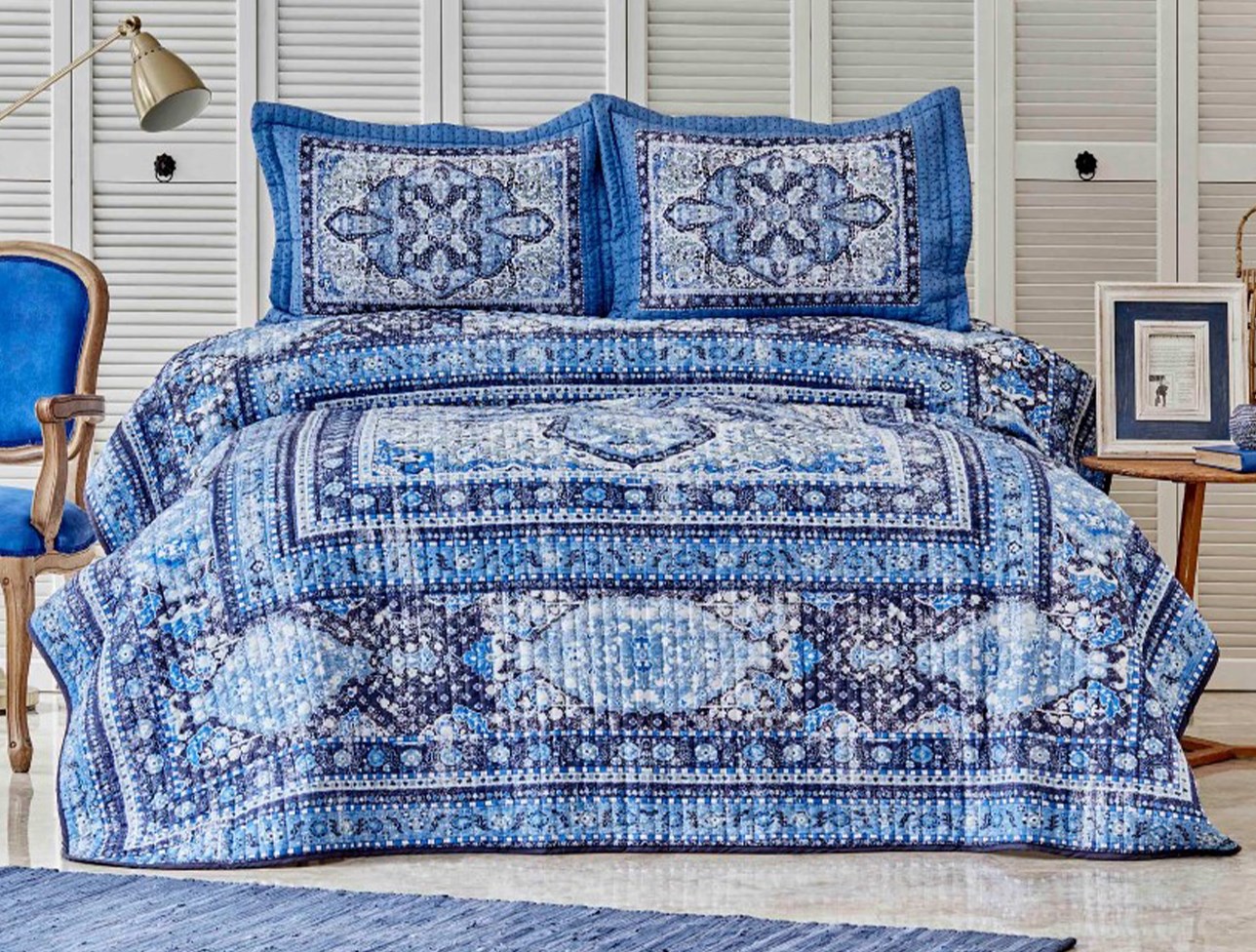 KARACA RUBI INDIGO ÇİFT KİŞİLİK YATAK ÖRTÜSÜ SET