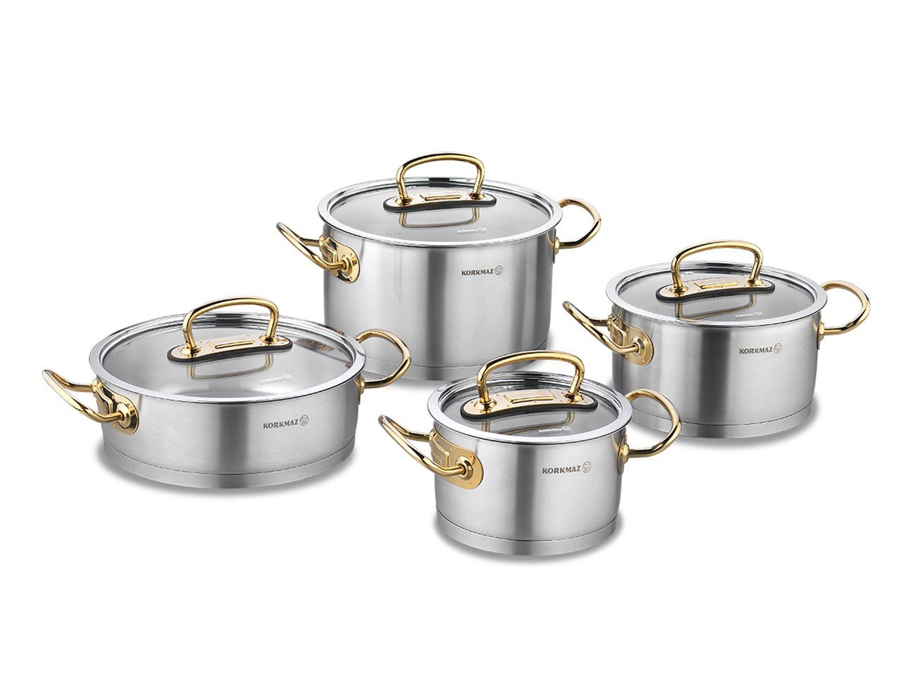 KORKMAZ A1148 PROLİNE 8 PRÇ TENCERE SETİ GOLD