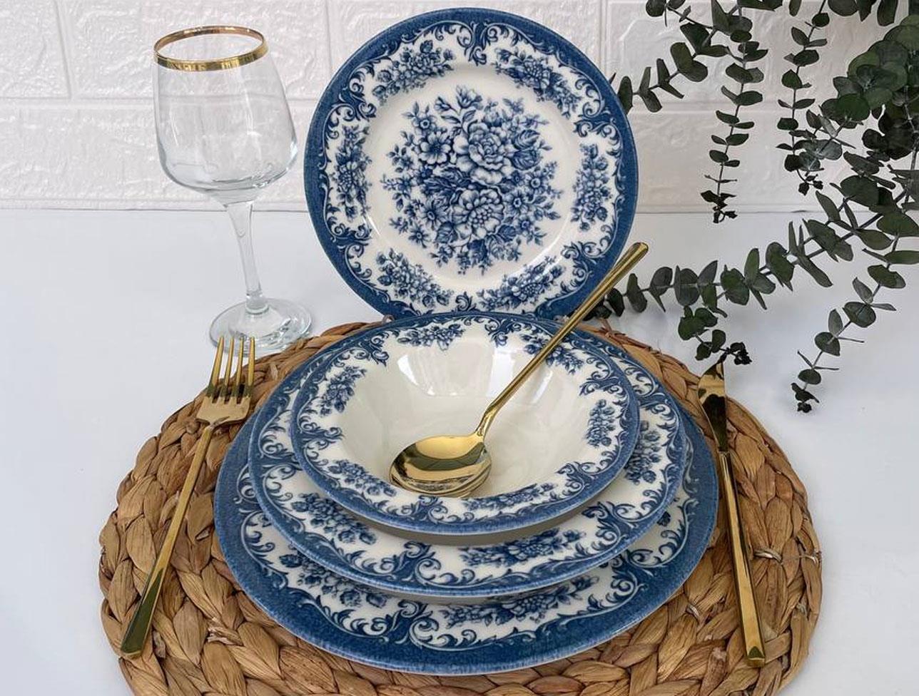KOSOVA 310 24 PRÇ YEMEK TAKIMI BLUE ROSABELLA