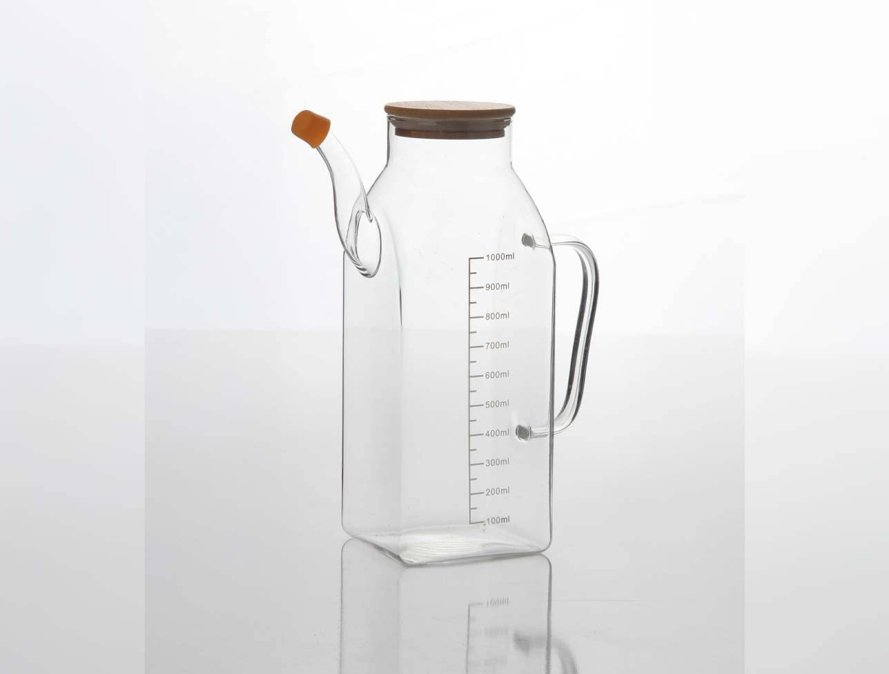 MİEN 1L BAMBU KARE CAM YAĞDANLIK GLA-014