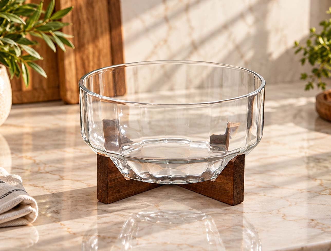 MİEN AKASYA STANDLI CAM KASE 25X15CM TBH230115