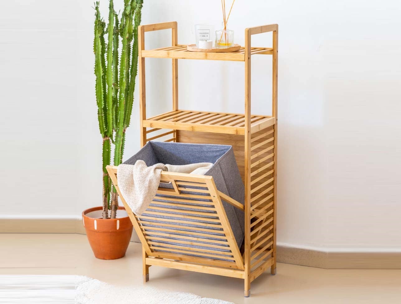 MİEN JW-22190 A/6 BAMBU RAFLI ÇAM SEPETİ 45*30*100