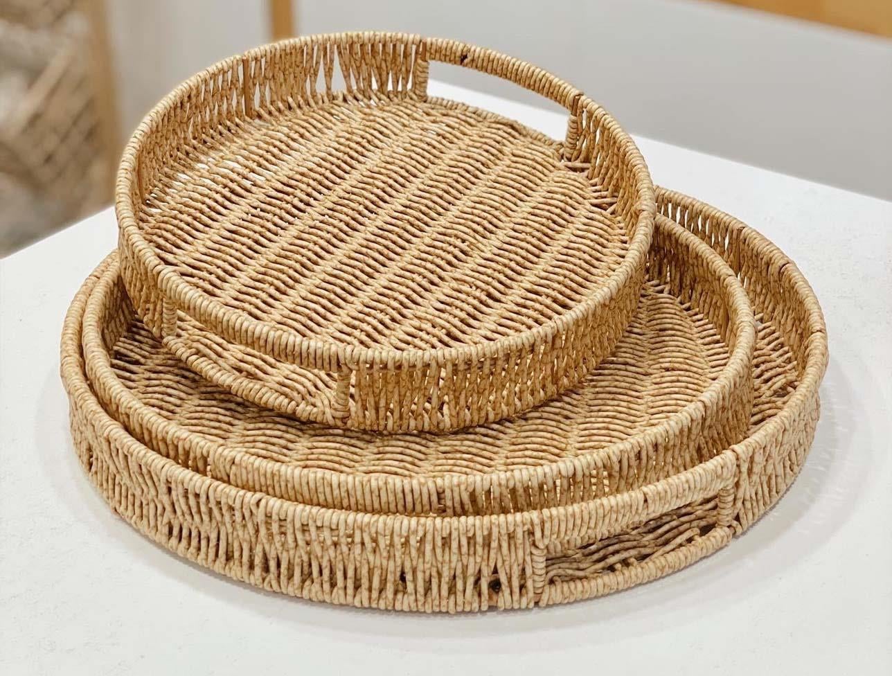 MİEN RATTAN 3 LÜ TEPSİ YUVARLAK