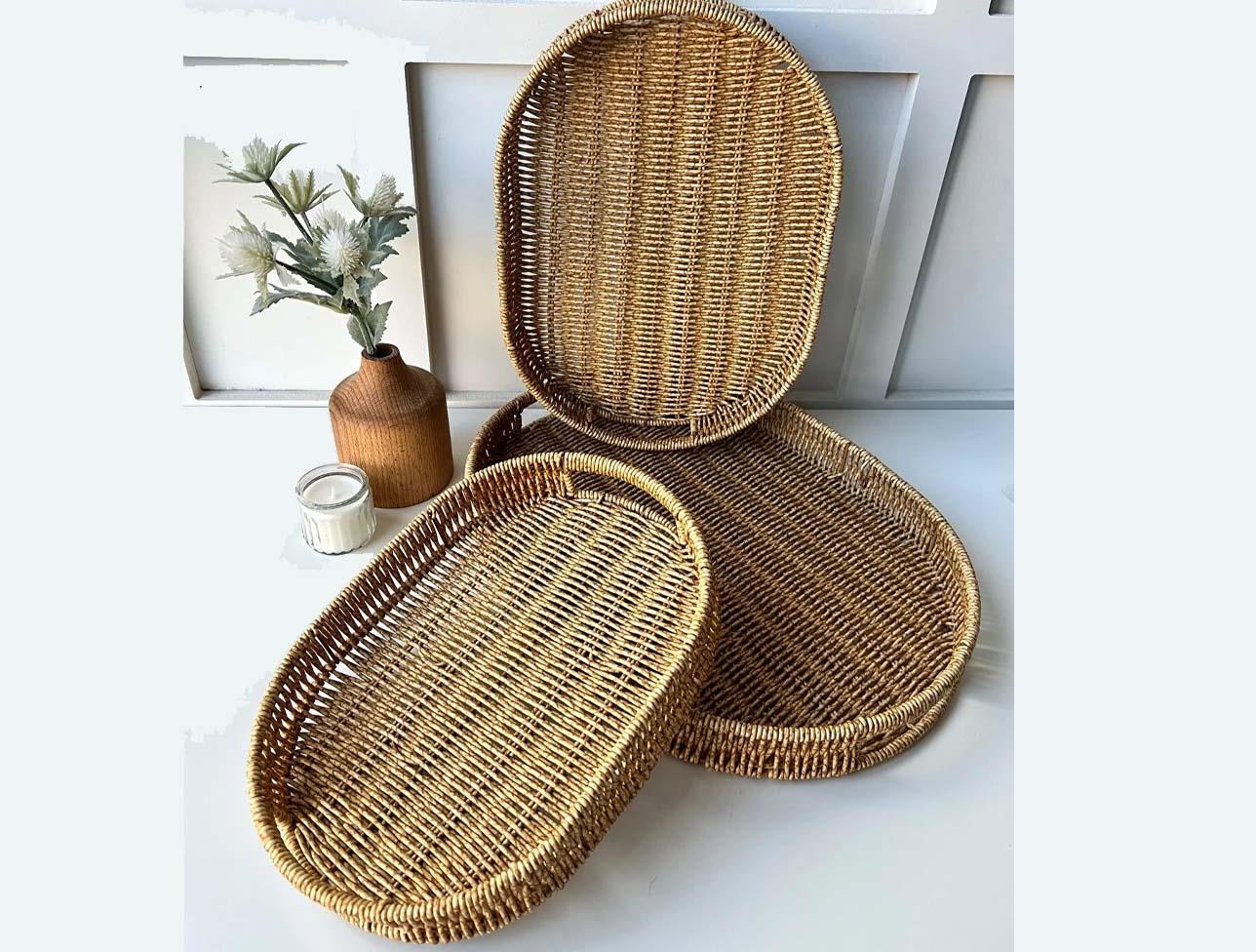 MİEN RATTAN OVAL 3 LÜ TEPSİ