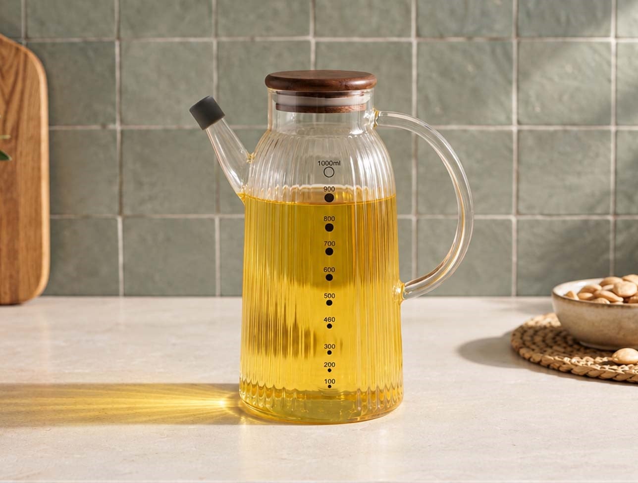 MİEN SİYAH AKASYA KAPAKLI YAĞDANLIK 1000ML GLA022