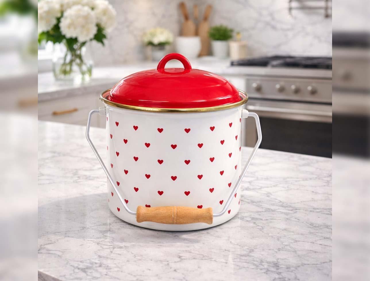 MOLİNO EMAYE 20 CM BAKRAÇ KIRMIZI KALP DEKOR 91154