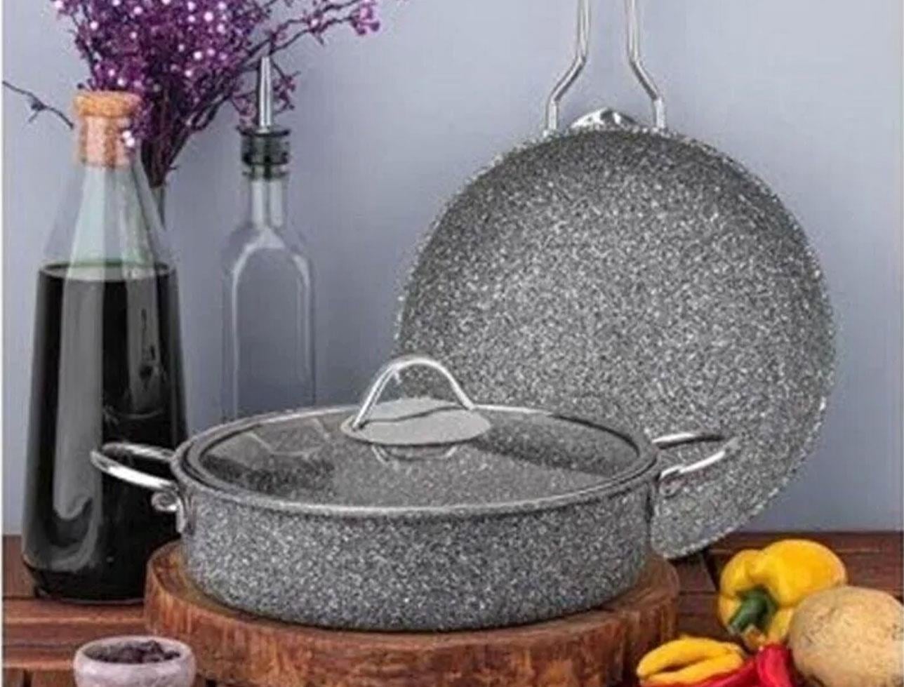 OMS 3 PCS GRANİT SET TAVA KARNIYARIK GRİ