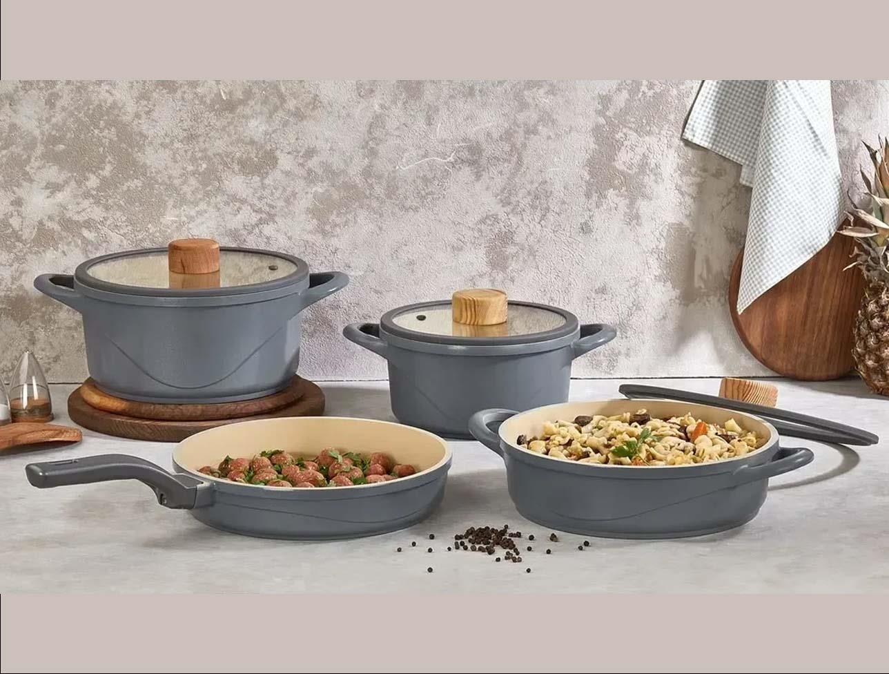 OMS SERAMİK TENCERE SETİ  ANTRASİT 7 PARÇA