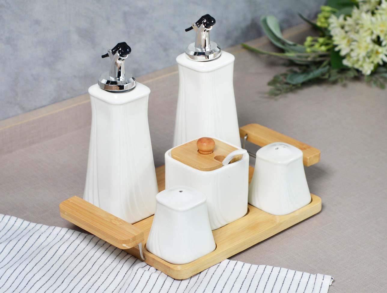 PAÇİ NORA 5Lİ BAMBU STANDLI MUTFAK SETİ 102036