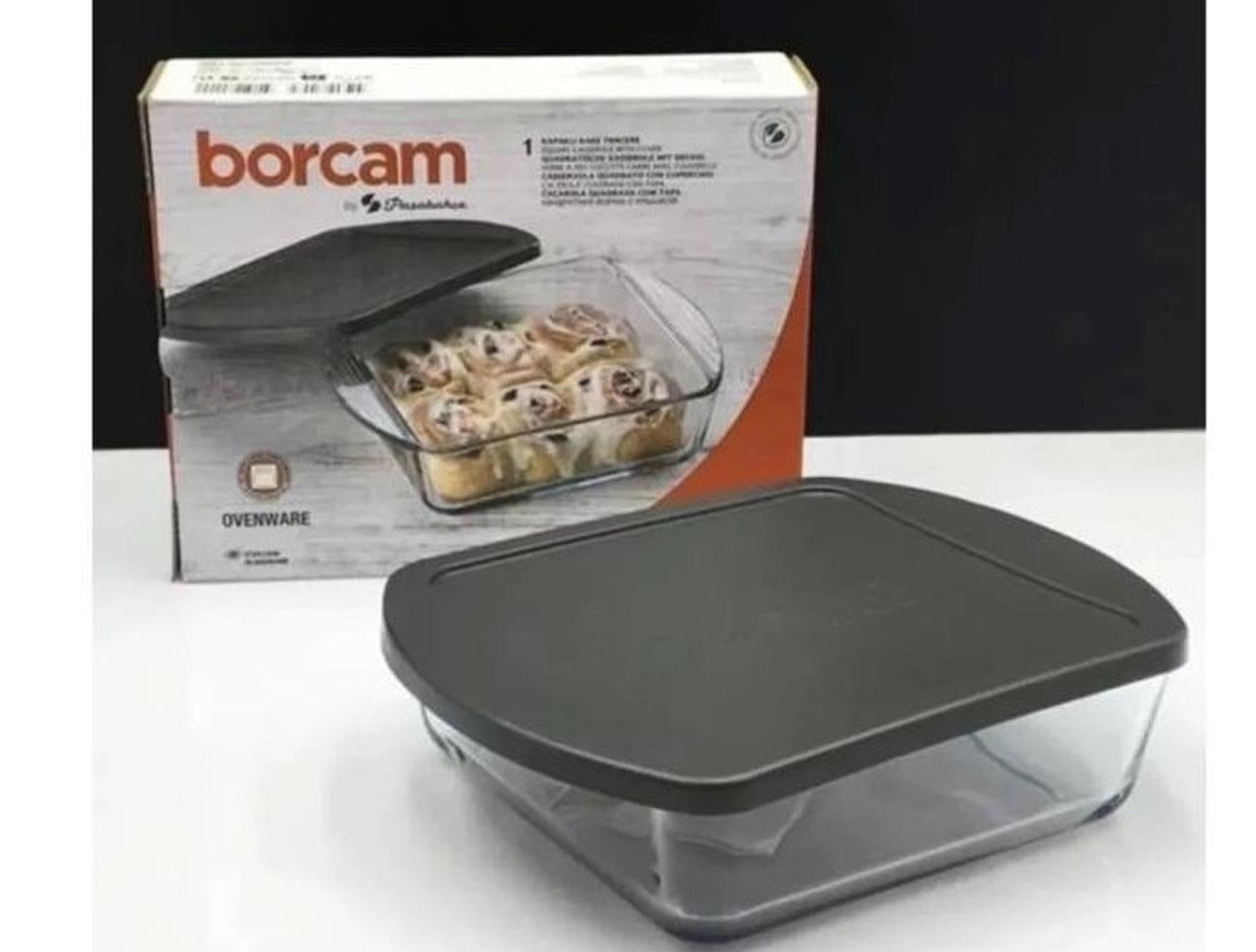 PAŞABAHÇE 59024 BORCAM KARE TEPSİ PLS. GRİ KAPAKLI
