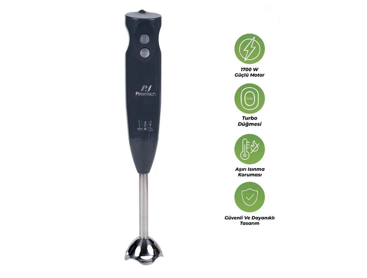 PİRANTECH YH-83 ÇUBUK EL BLENDERİ ANTRASİT