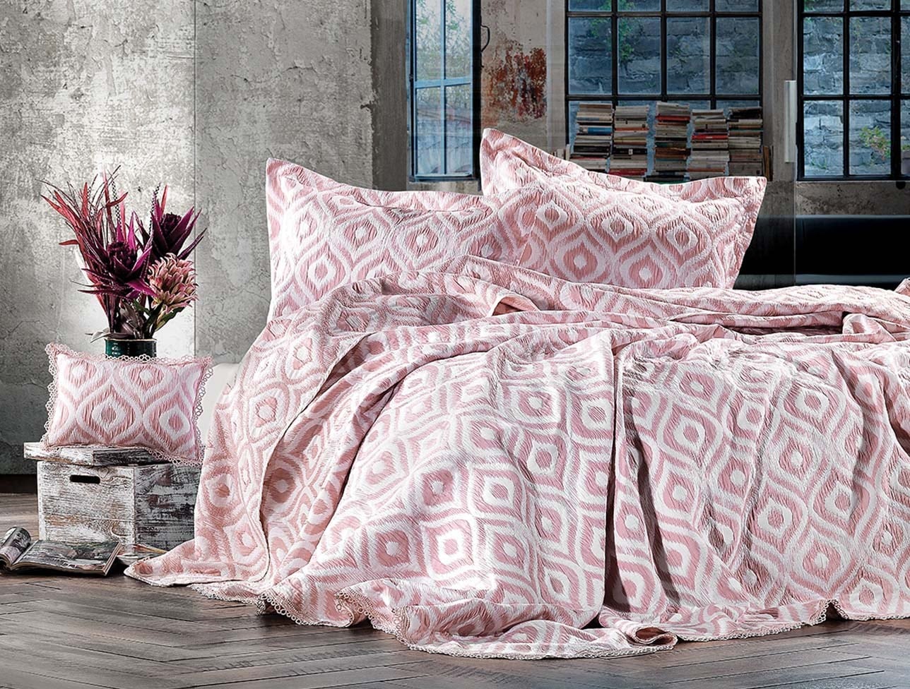 ZEBRA ALL DAYS IKAT YATAK ÖRTÜSÜ ÇİFT KİŞİ .PUDRA